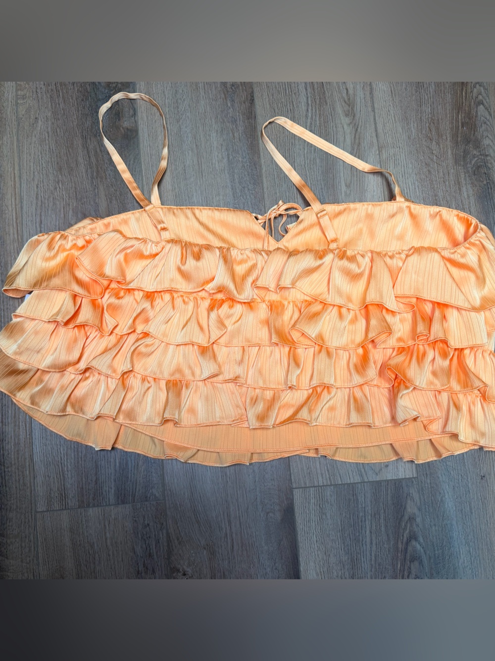 ELOQUII 28 Peach Ruffle Crop Tank Top Tie Front Plus Size Going Out Summer Date - Picture 7 of 10